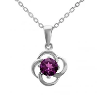 10K White Gold Rhodolite Flower Pendant