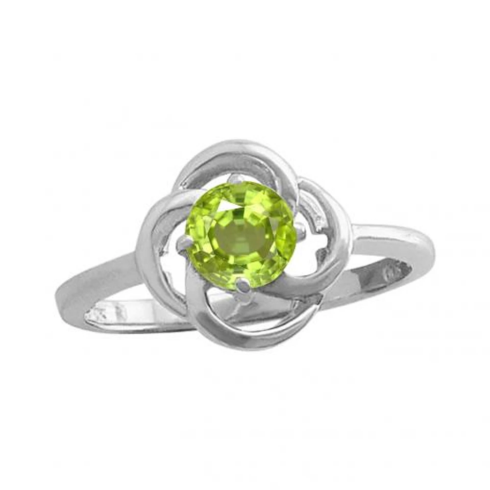 10K White Gold Peridot Flower Ring