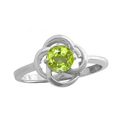 10K White Gold Peridot Flower Ring