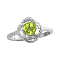 10K White Gold Peridot Flower Ring