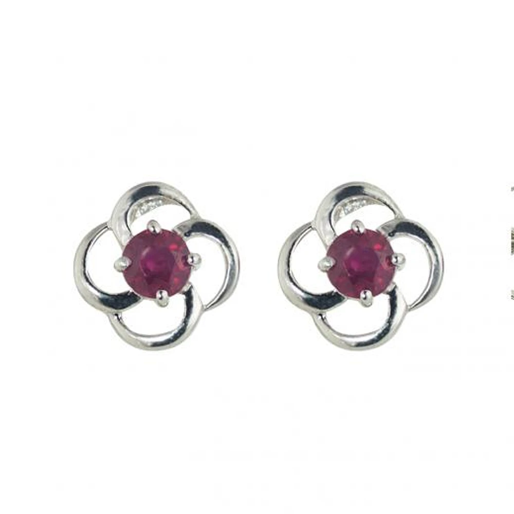 10KW Garnet Flower Earrings