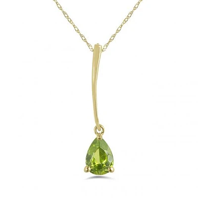 10K Yellow Gold Peridot Pendant with Chain