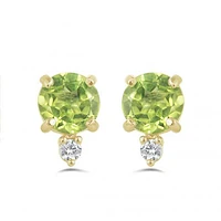 10K Yellow Gold Peridot & White Topaz Earrings