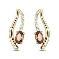 10K Yellow Gold Garnet & White Topaz Earrings