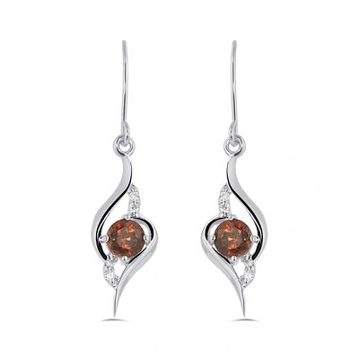 10K White Gold Garnet & Diamond Earrings