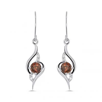 10K White Gold Garnet & Diamond Earrings