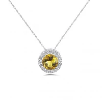 10K White Gold Citrine & White Topaz Cluster Pendant
