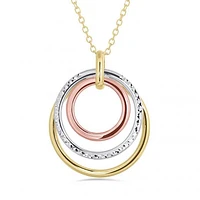 10K Tri-Colour Circle Pendant