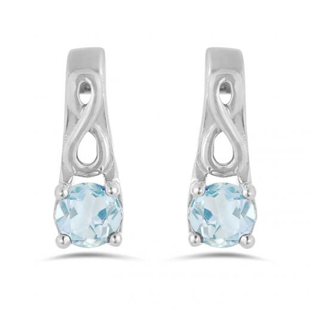 10K White Gold Aquamarine Infinity Earring