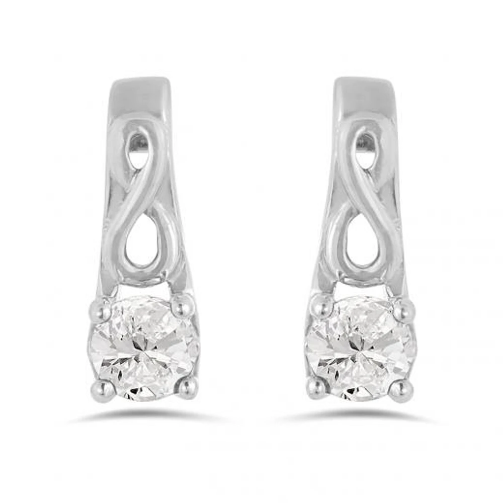 10K White Gold White Topaz Infinity Earring