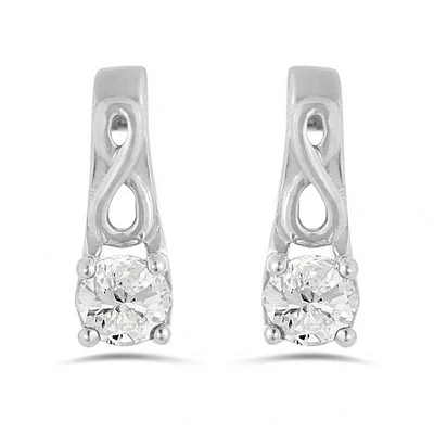 10K White Gold White Topaz Infinity Earring