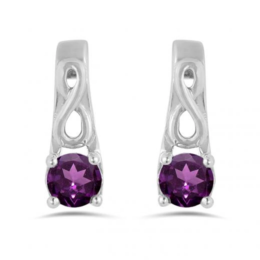 10K White Gold Rhodolite Garnet Infinity Earring
