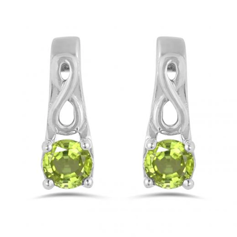 10K White Gold Peridot Infinity Earring