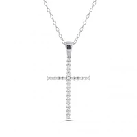 10K White Gold 0.10CTW Diamond Cross Pendant