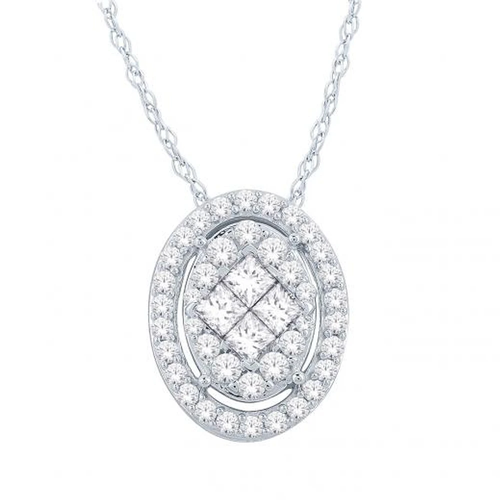 10K White Gold 0.50CTW Oval Pendant