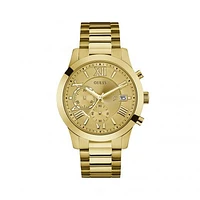 Guess Men's Brushed and Polished Gold Tone Steel Bracelet and Dial Watch