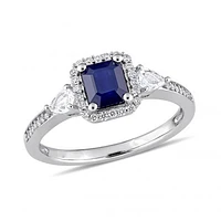 Julianna B 14K White Gold Blue Sapphire, Sapphire & Diamond Ring