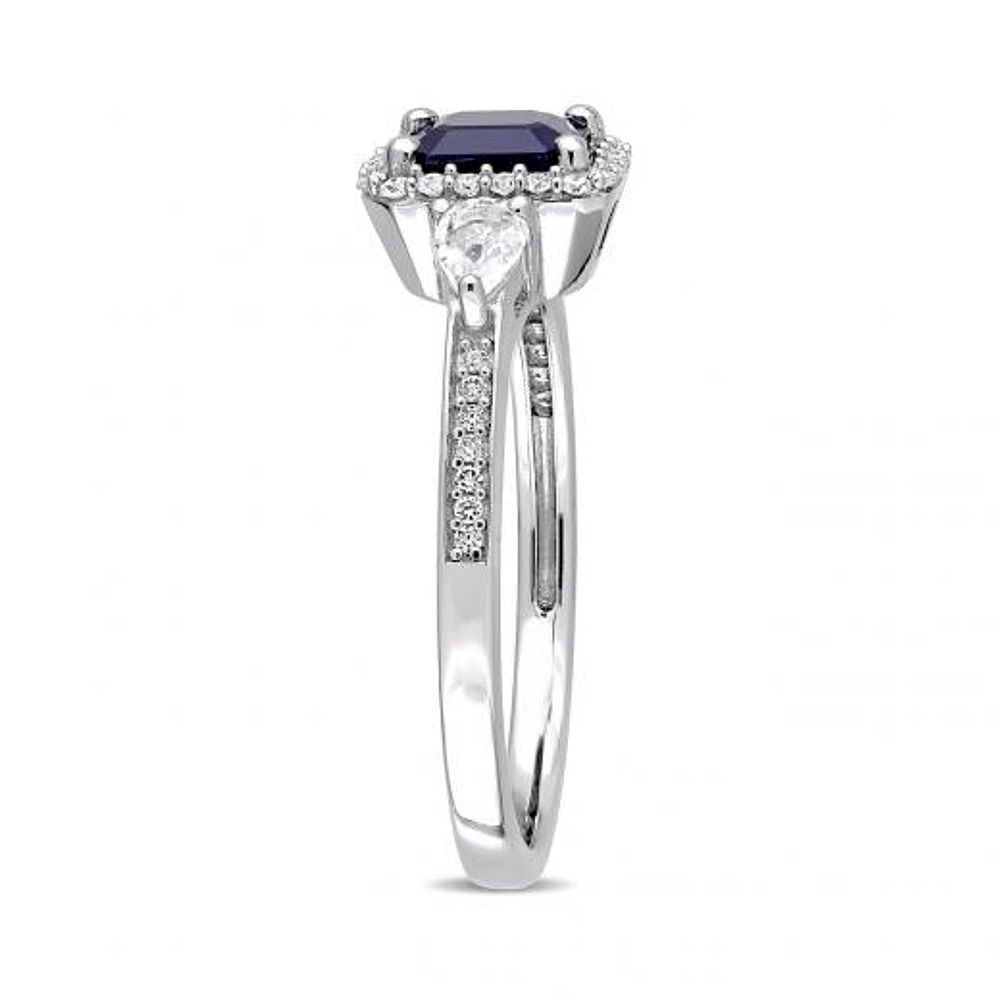 Julianna B 14K White Gold Blue Sapphire, Sapphire & Diamond Ring