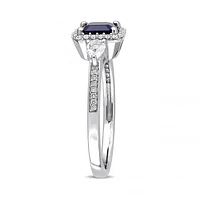 Julianna B 14K White Gold Blue Sapphire, Sapphire & Diamond Ring