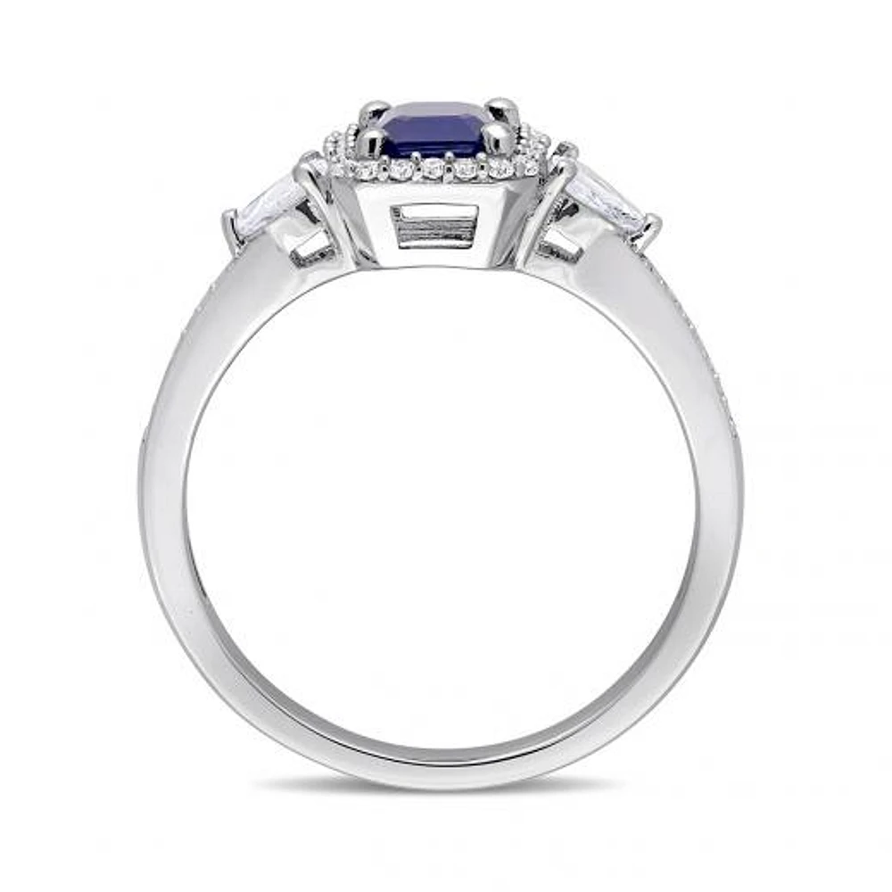 Julianna B 14K White Gold Blue Sapphire, Sapphire & Diamond Ring
