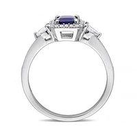 Julianna B 14K White Gold Blue Sapphire, Sapphire & Diamond Ring