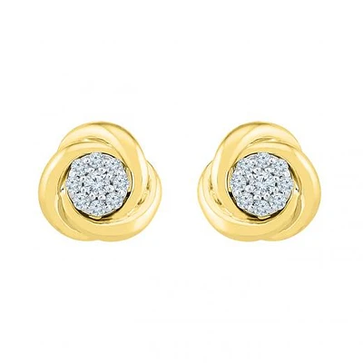 10K Yellow Gold Knot Earrings 0.18CTW