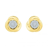 10K Yellow Gold Knot Earrings 0.18CTW