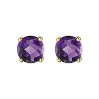 10K Yellow Gold Amethyst Stud Earrings