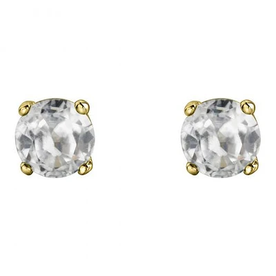 10K Yellow Gold White Topaz Stud Earrings