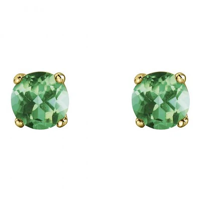 10K Yellow Gold Emerald Stud Earrings