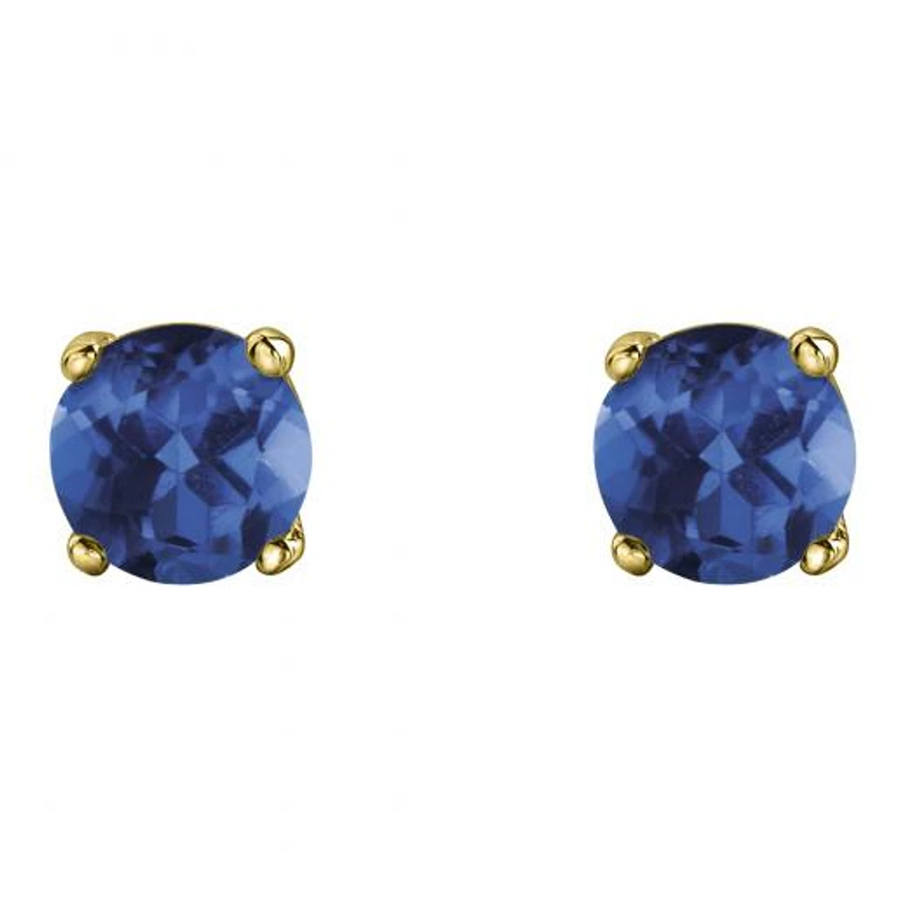 10K Yellow Gold Sapphire Stud Earrings