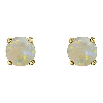 10K Yellow Gold Opal Stud Earrings