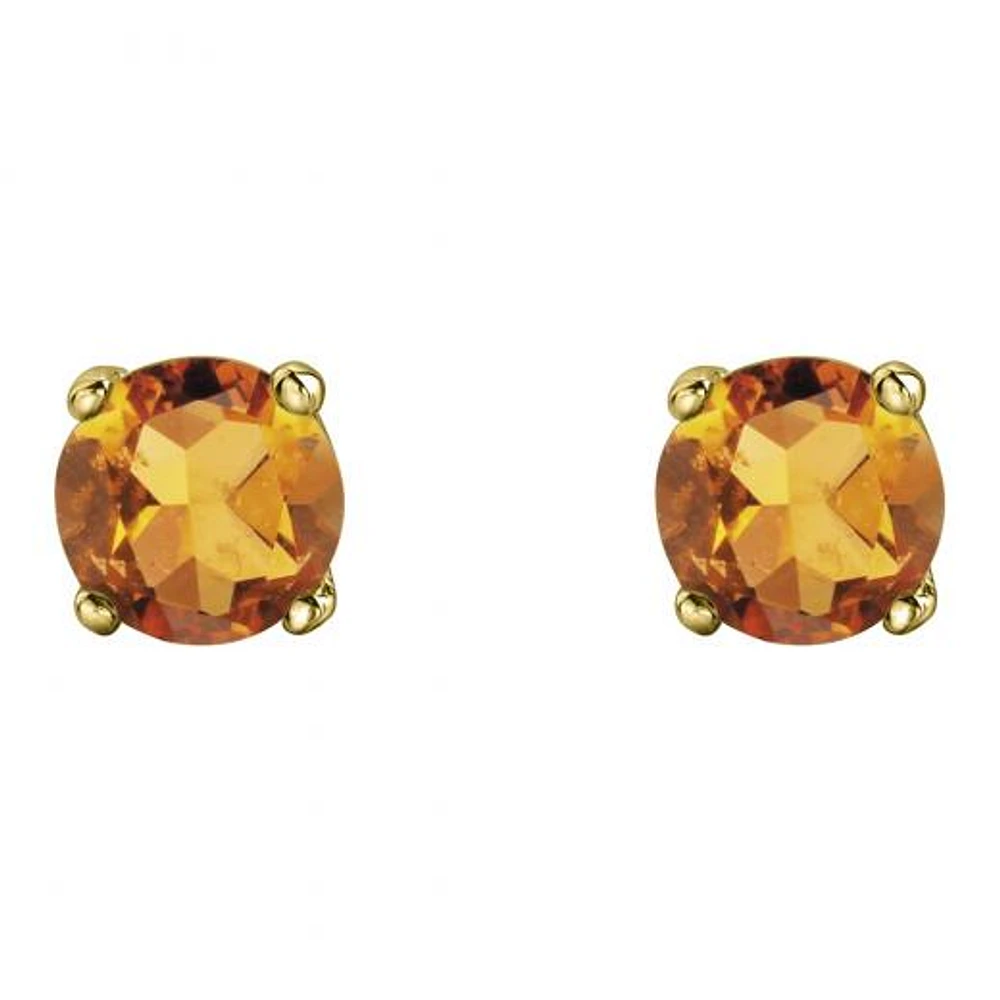 10K Yellow Gold Citrine Stud Earrings