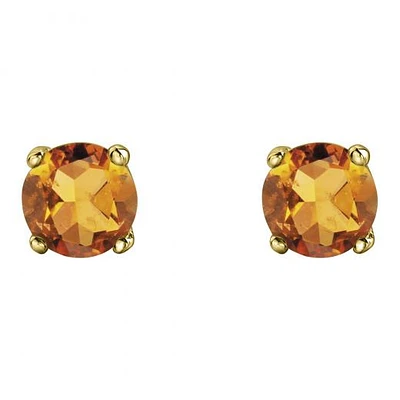 10K Yellow Gold Citrine Stud Earrings