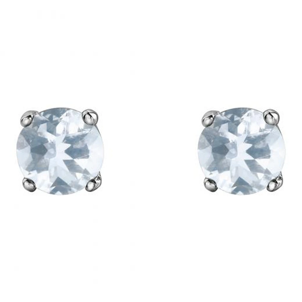 10K White Gold Aquamarine Stud Earrings