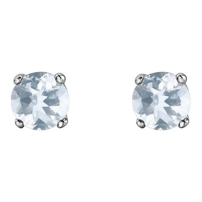 10K White Gold Aquamarine Stud Earrings