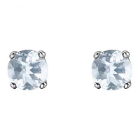 10K White Gold Aquamarine Stud Earrings