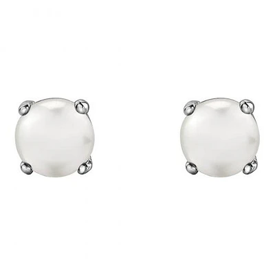 10K White Gold Pearl Stud Earrings