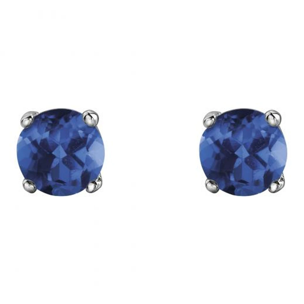 10K White Gold Sapphire Stud Earrings