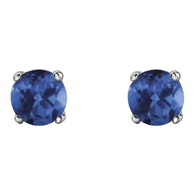 10K White Gold Sapphire Stud Earrings