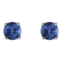 10K White Gold Sapphire Stud Earrings