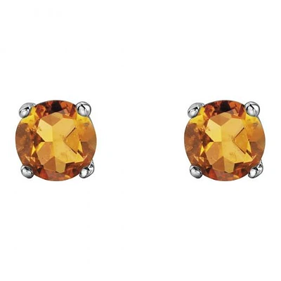 10K White Gold Citrine Stud Earrings