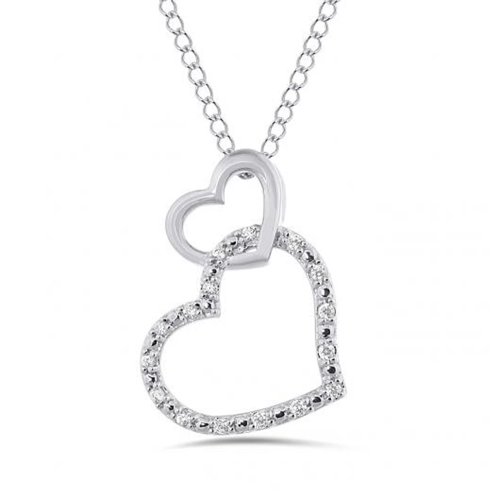 Sterling Silver Diamond Heart Pendant