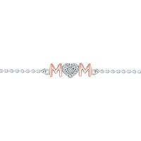 Sterling Silver & Rose Gold Diamond Mom Bracelet