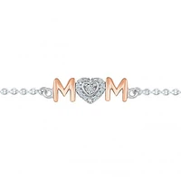 Sterling Silver & Rose Gold Diamond Mom Bracelet