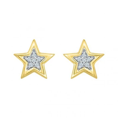 10K Yellow Gold Diamond Star Studs
