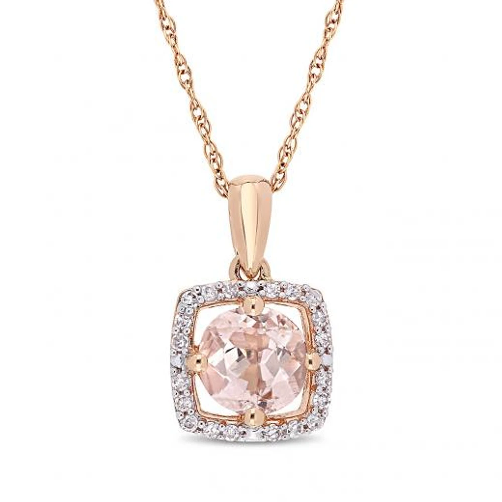Julianna B 10K Pink Gold Diamond and Morganite Fashion Pendant with Chain