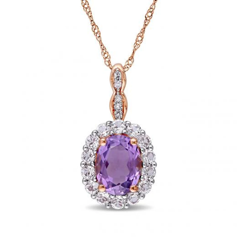 Julianna B 14K Rose Gold Diamond & Amethyst & White Topaz Pendant
