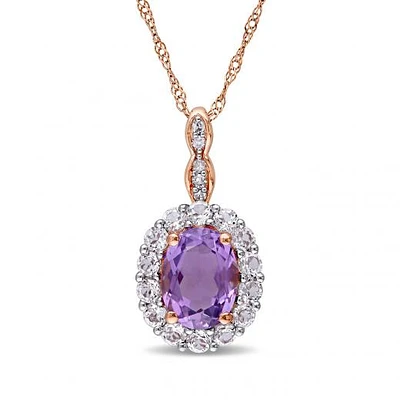 Julianna B 14K Rose Gold Diamond & Amethyst & White Topaz Pendant