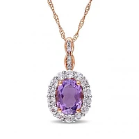 Julianna B 14K Rose Gold Diamond & Amethyst & White Topaz Pendant
